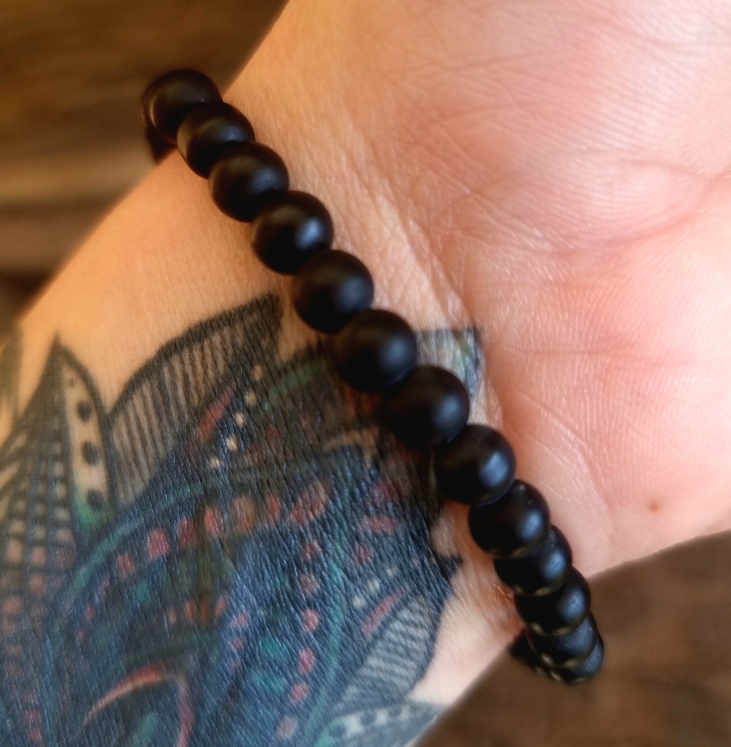 BLACK ONYX MATT ENERGY BRACELET 6 mm- PROTECTION