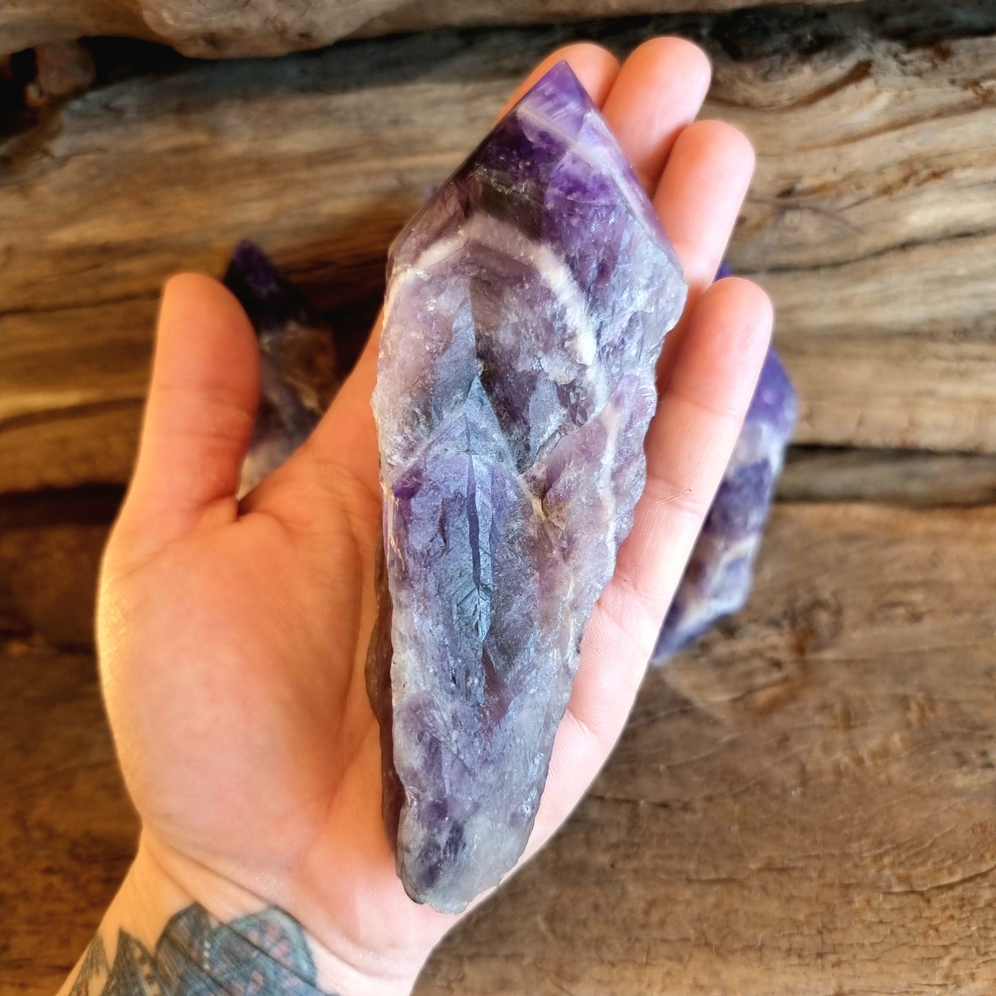 NATURAL WITCHES HAT CHEVRON AMETHYST CRYSTALS