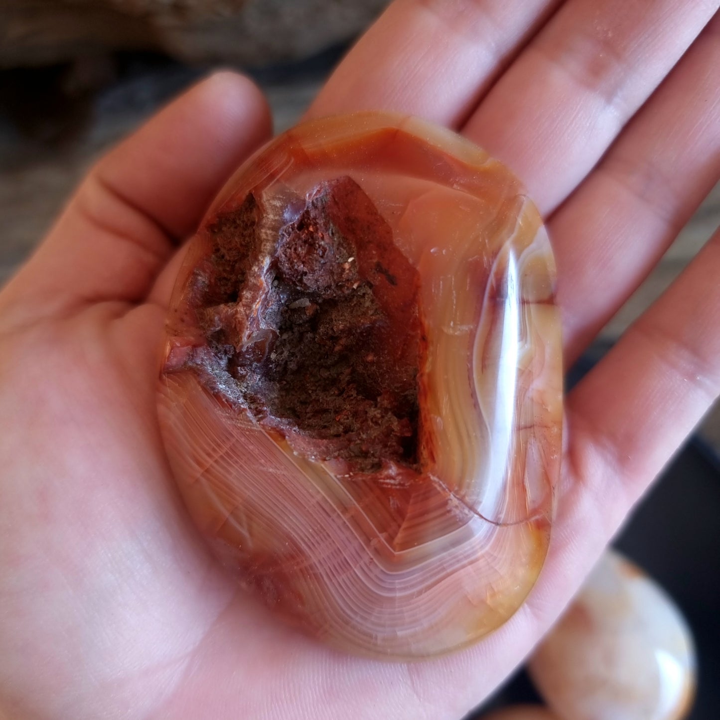 CARNELIAN GALLETS WITH NATURAL VUGS & CHRYSTALLINE - CREATIVITY