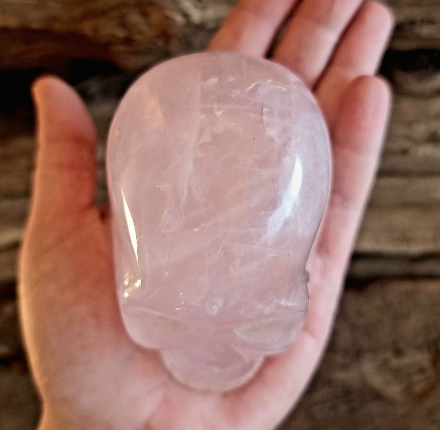 ROSE QUARTZ POLISHED SKULL 8x4.5x7cm - LOVE