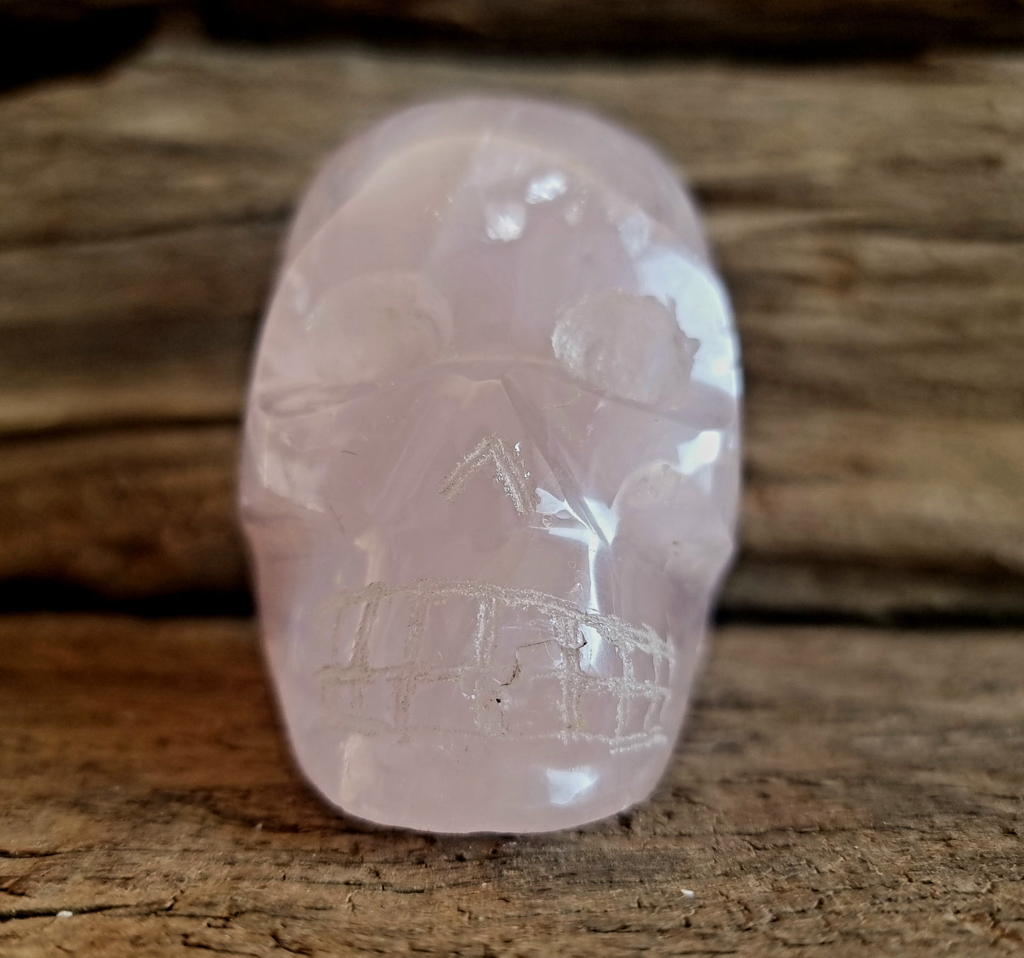 ROSE QUARTZ POLISHED SKULL 8x4.5x7cm - LOVE