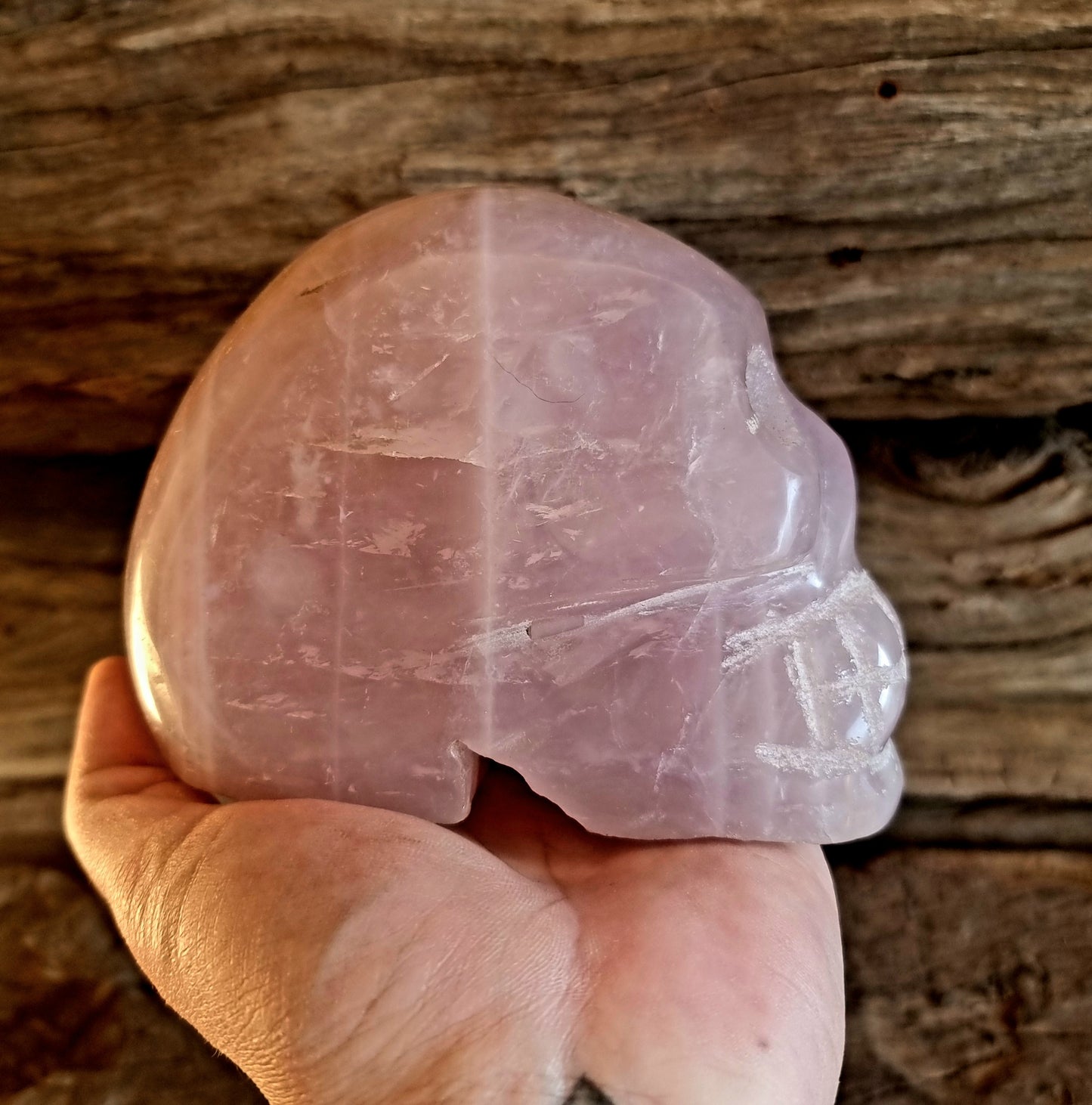 ROSE QUARTZ POLISHED SKULL 11.5x7x9.5cm - LOVE