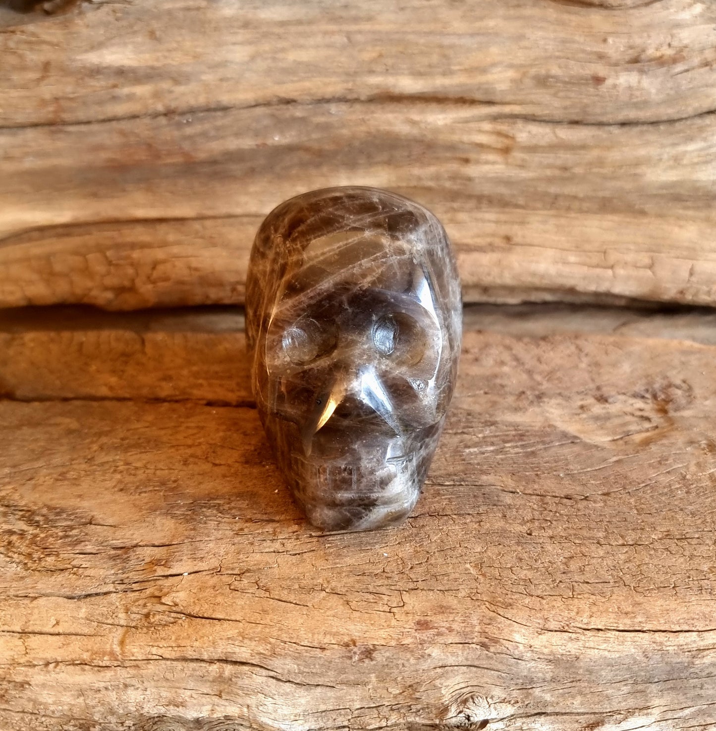 POLISHED SMOKY QUARTZ SKULL B - GROUNDING