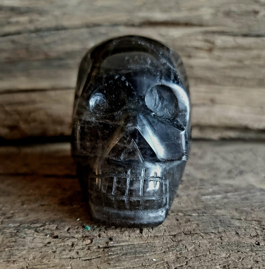 POLISHED SMOKY QUARTZ SKULL A - GROUNDING