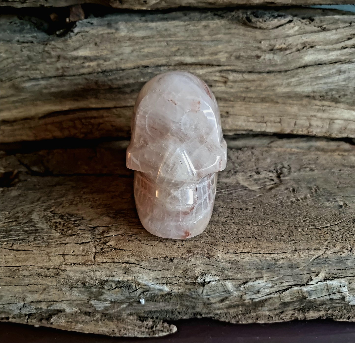 POLISHED RED HEMATOID QUARTZ SCULL B - GROUNDING