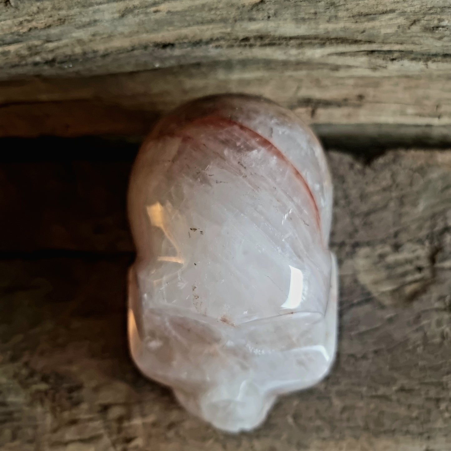 POLISHED RED HEMATOID QUARTZ SCULL B - GROUNDING