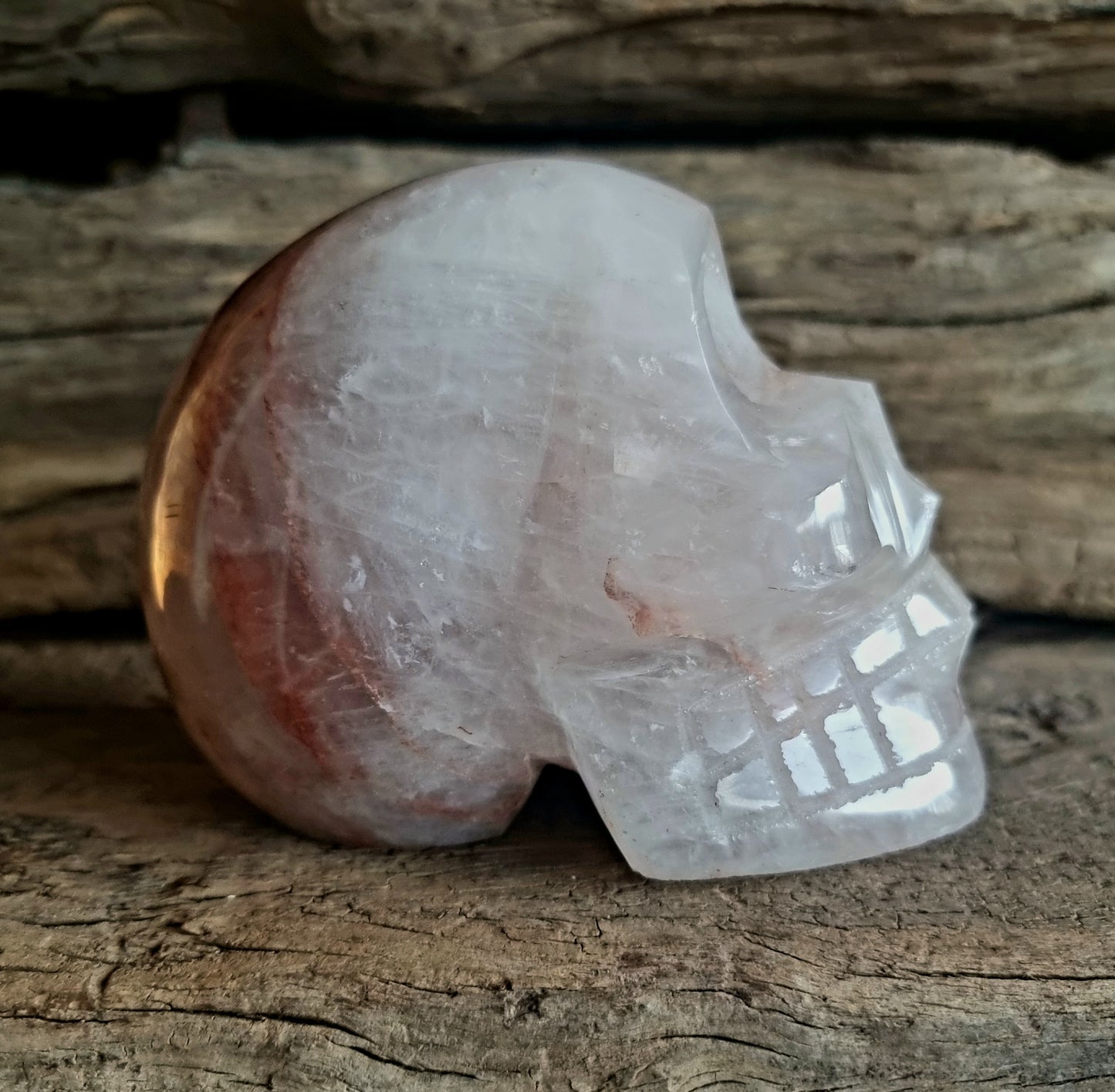POLISHED RED HEMATOID QUARTZ SCULL B - GROUNDING