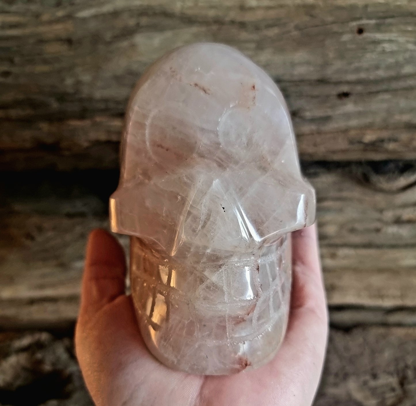 POLISHED RED HEMATOID QUARTZ SCULL B - GROUNDING