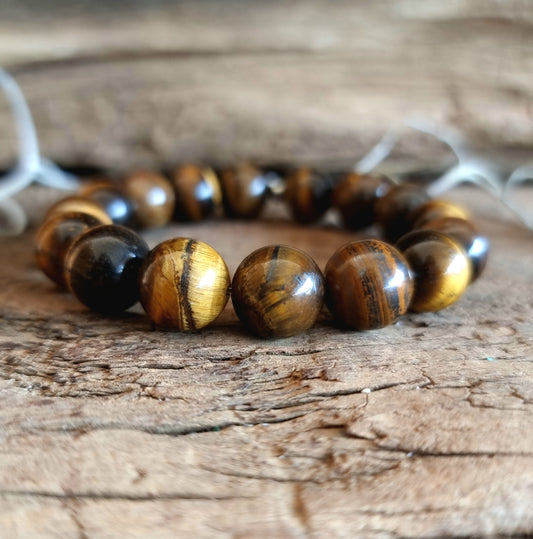 TIGER EYE ENERGY BRACELET 12 mm - PROTECTION & COURAGE