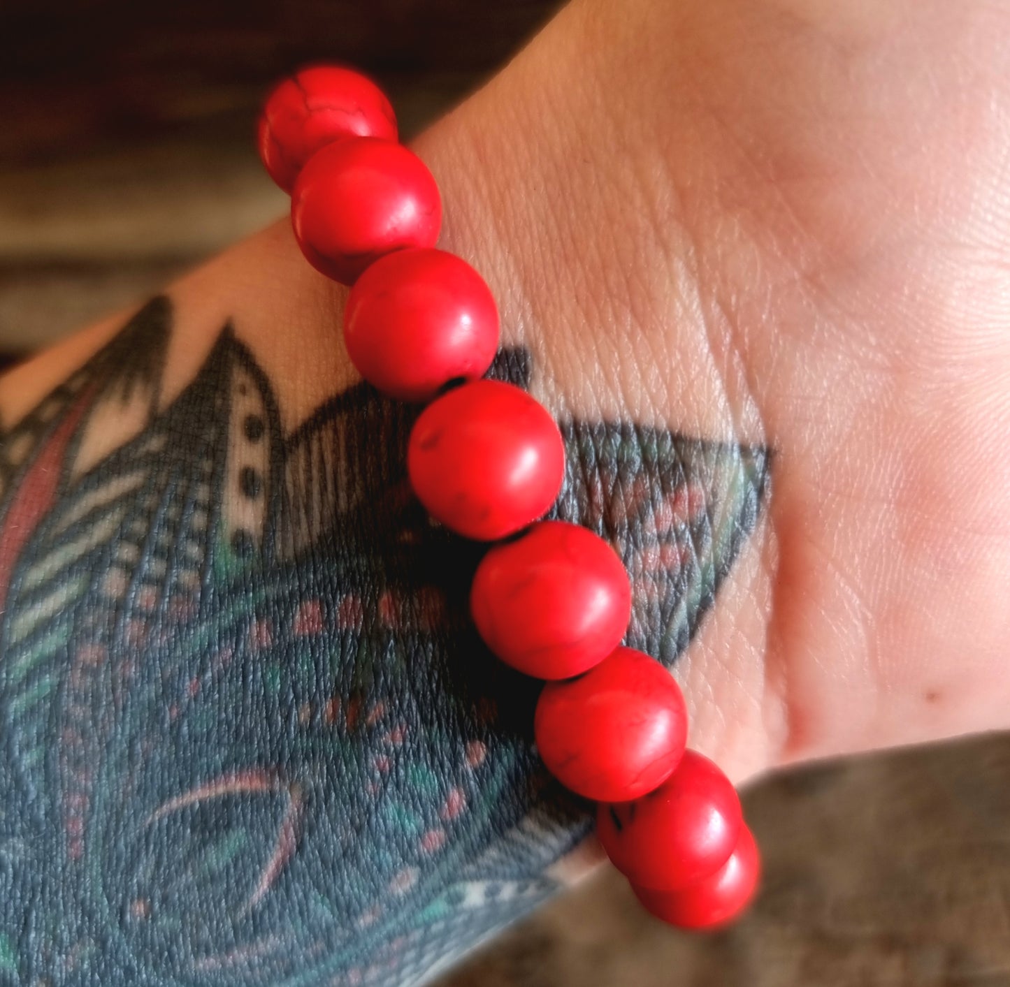 RED HOWLITE ENERGY BRACELET 10 mm - ENLIGHTENMENT