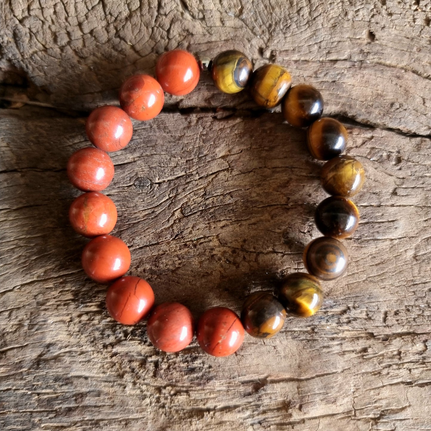 TIGER EYE & RED JASPER DUO ENERGY BRACELET 10 mm - PROTECTION & GROUNDING