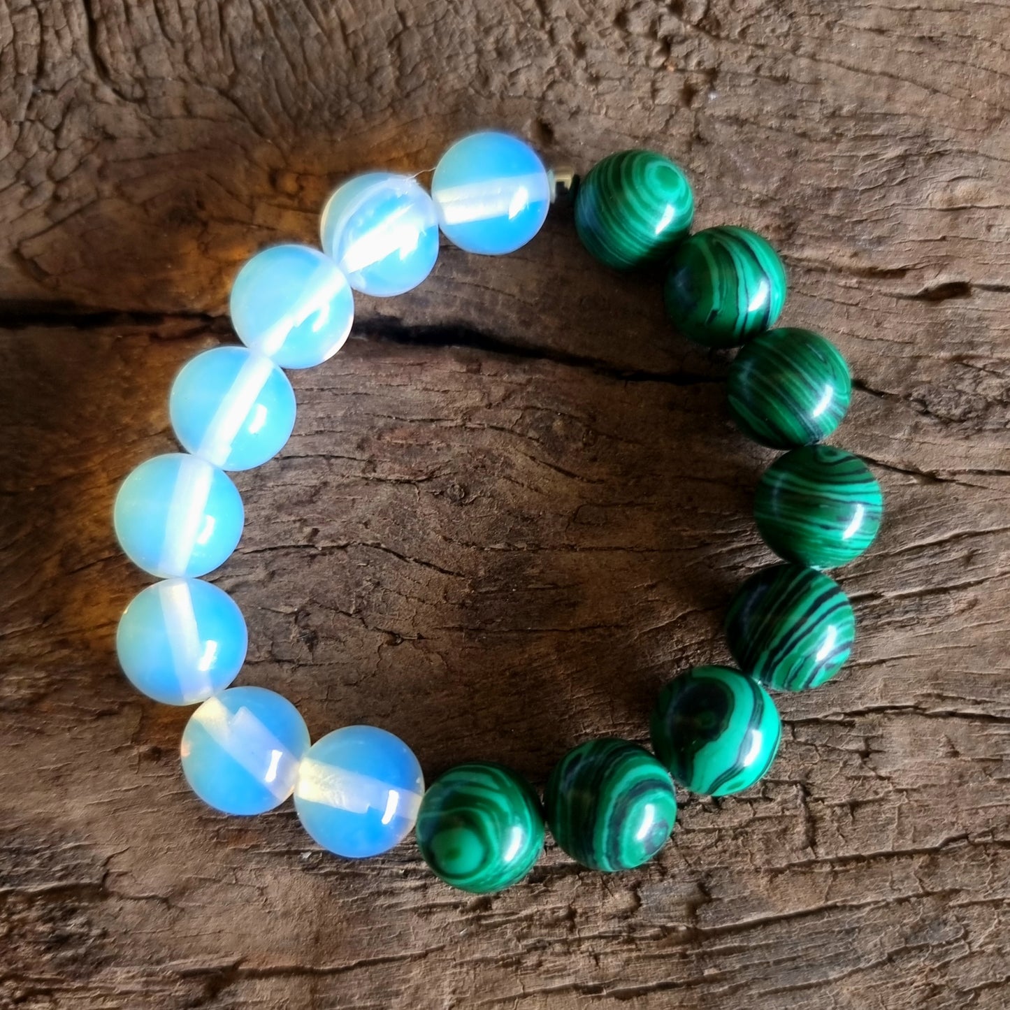 MALACHITE & OPALITE ENERGY DUO BRACELET 10 mm - PROSPERITY