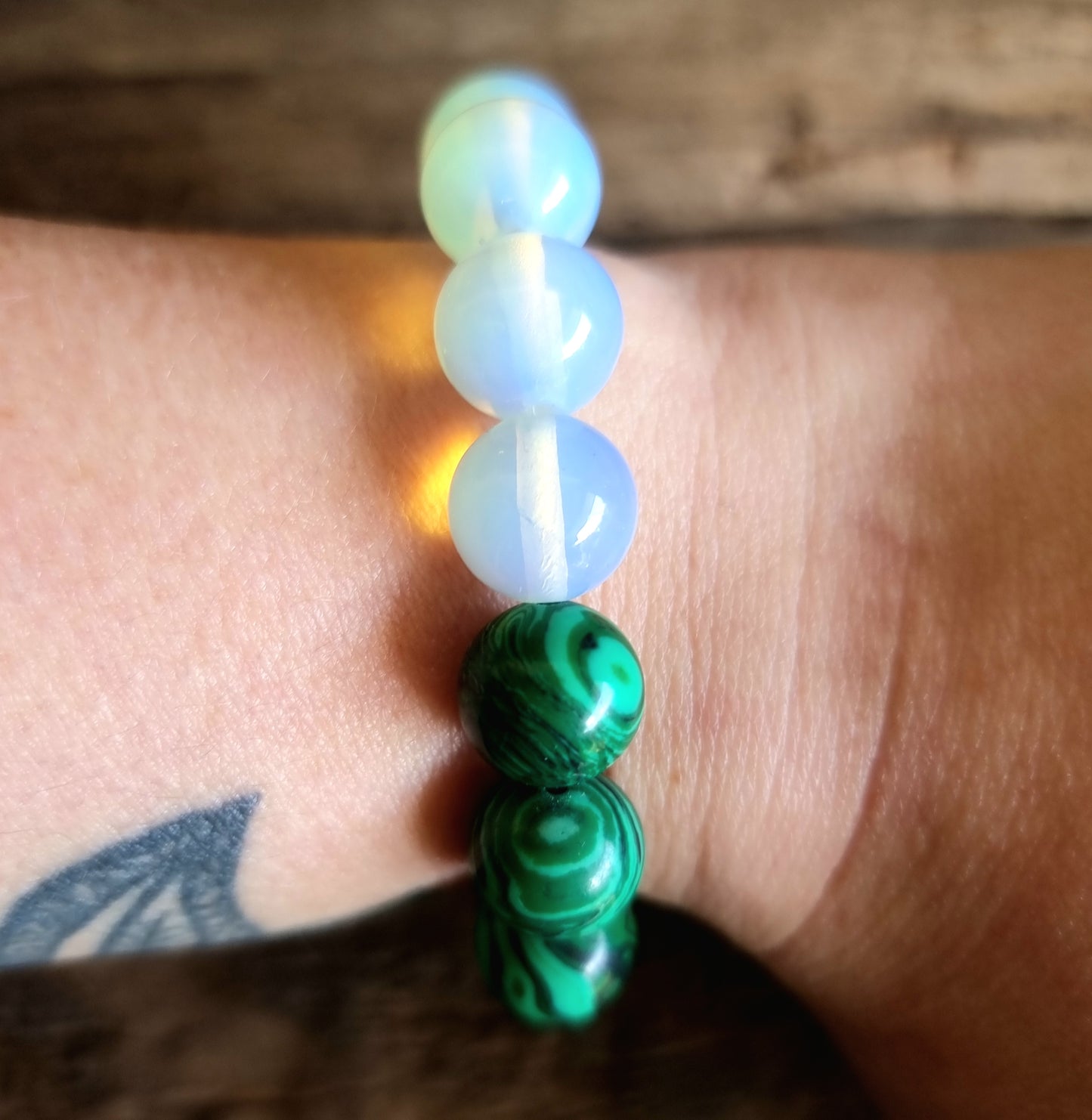 MALACHITE & OPALITE ENERGY DUO BRACELET 10 mm - PROSPERITY