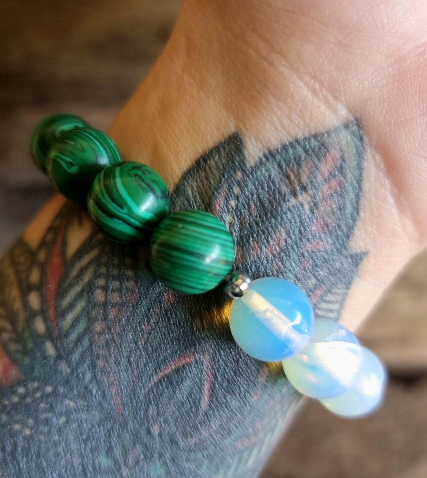 MALACHITE & OPALITE ENERGY DUO BRACELET 10 mm - PROSPERITY