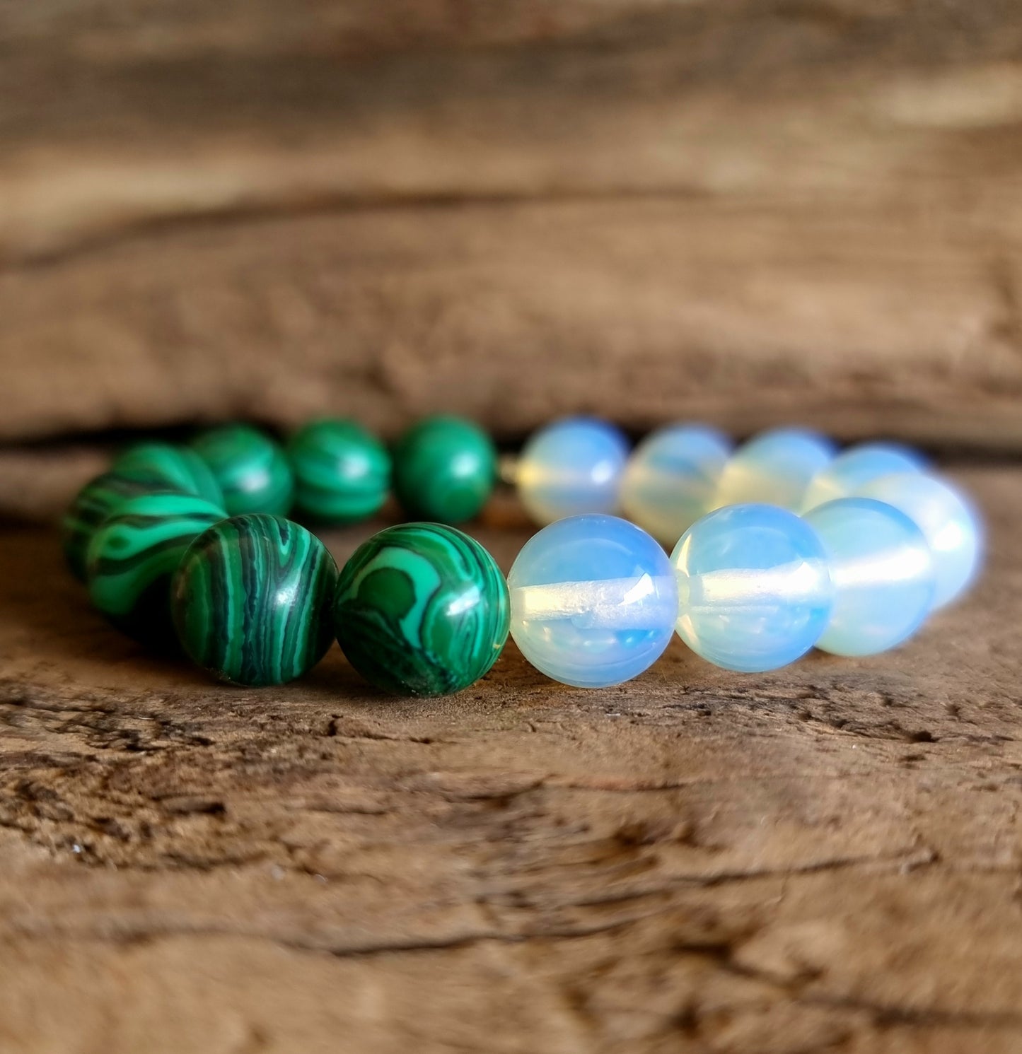 MALACHITE & OPALITE ENERGY DUO BRACELET 10 mm - PROSPERITY