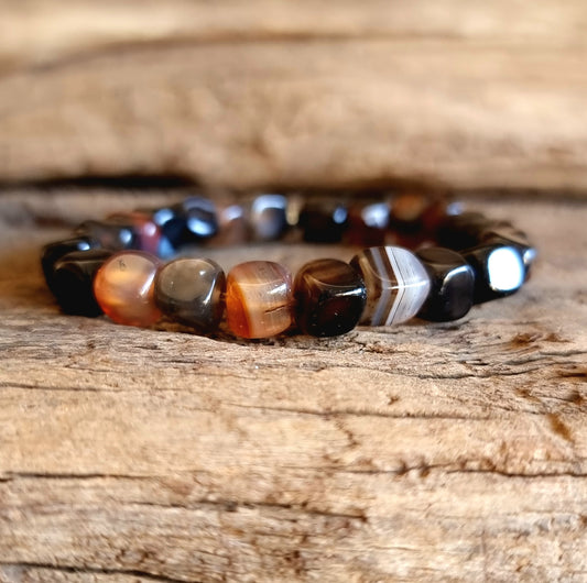 BROWN AGATE NUGGET BRACELET - COMFORTING STONE