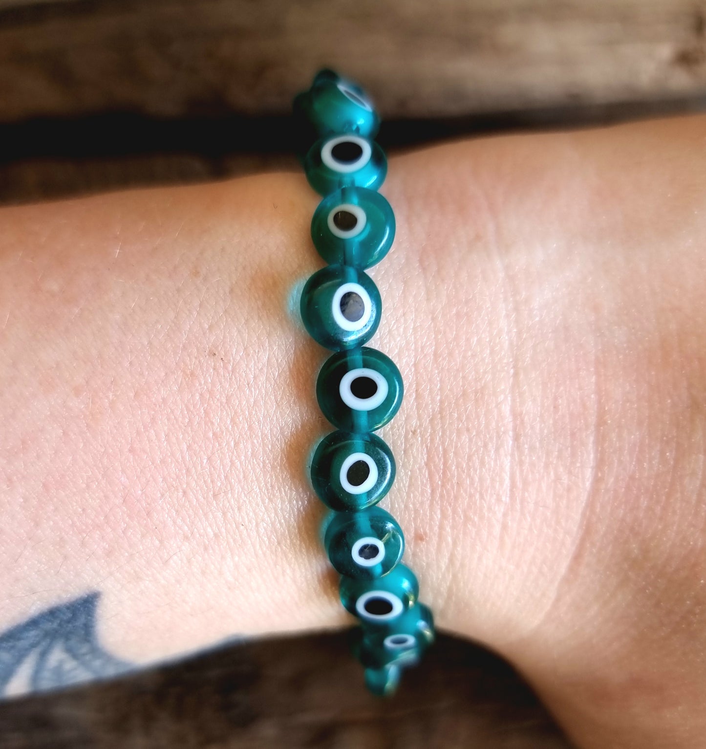 TURQUOISE EVIL EYE NUGGET BRACELET 6 mm - PROTECTION AGAINST JEALOUSY