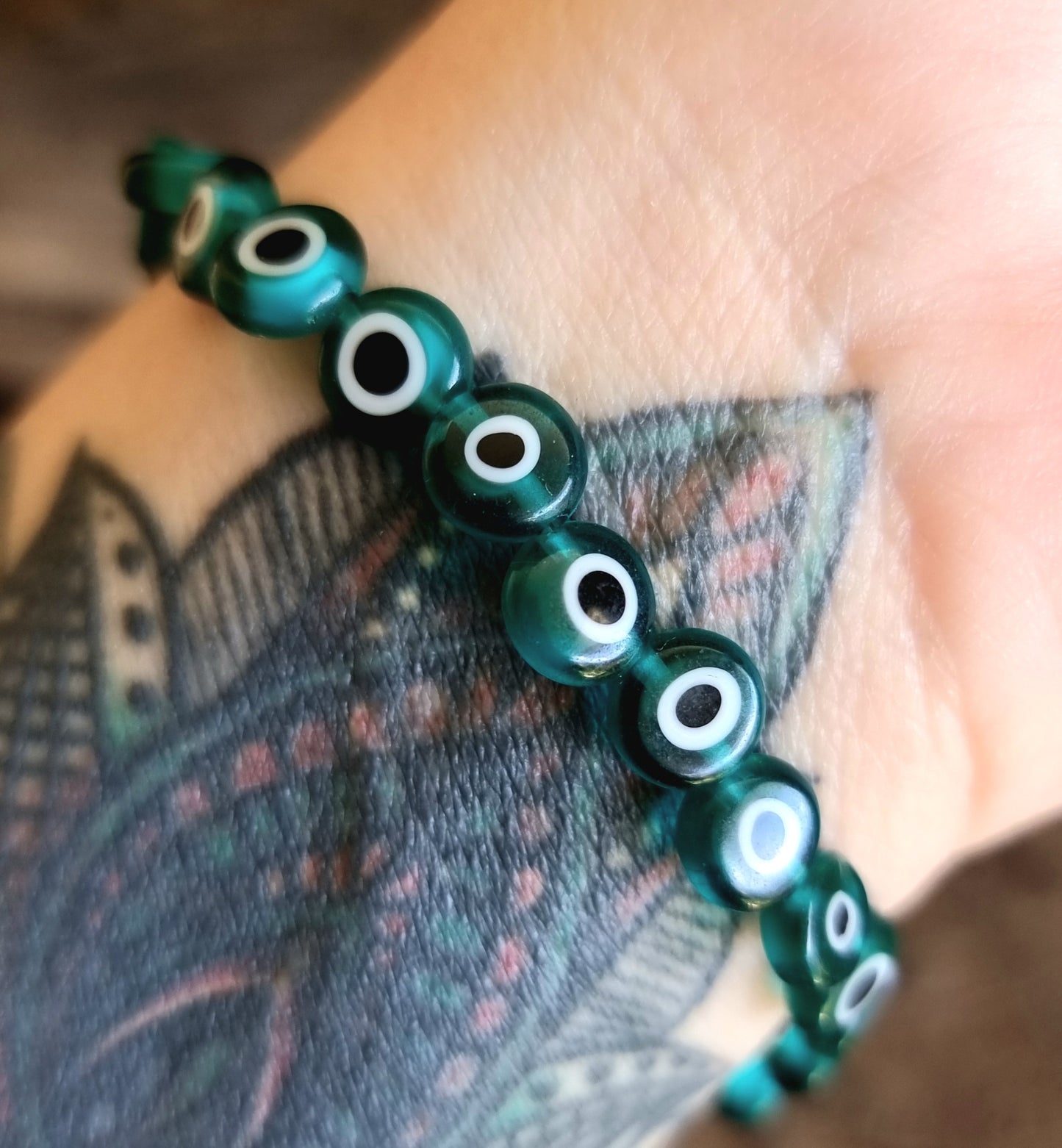 TURQUOISE EVIL EYE NUGGET BRACELET 6 mm - PROTECTION AGAINST JEALOUSY