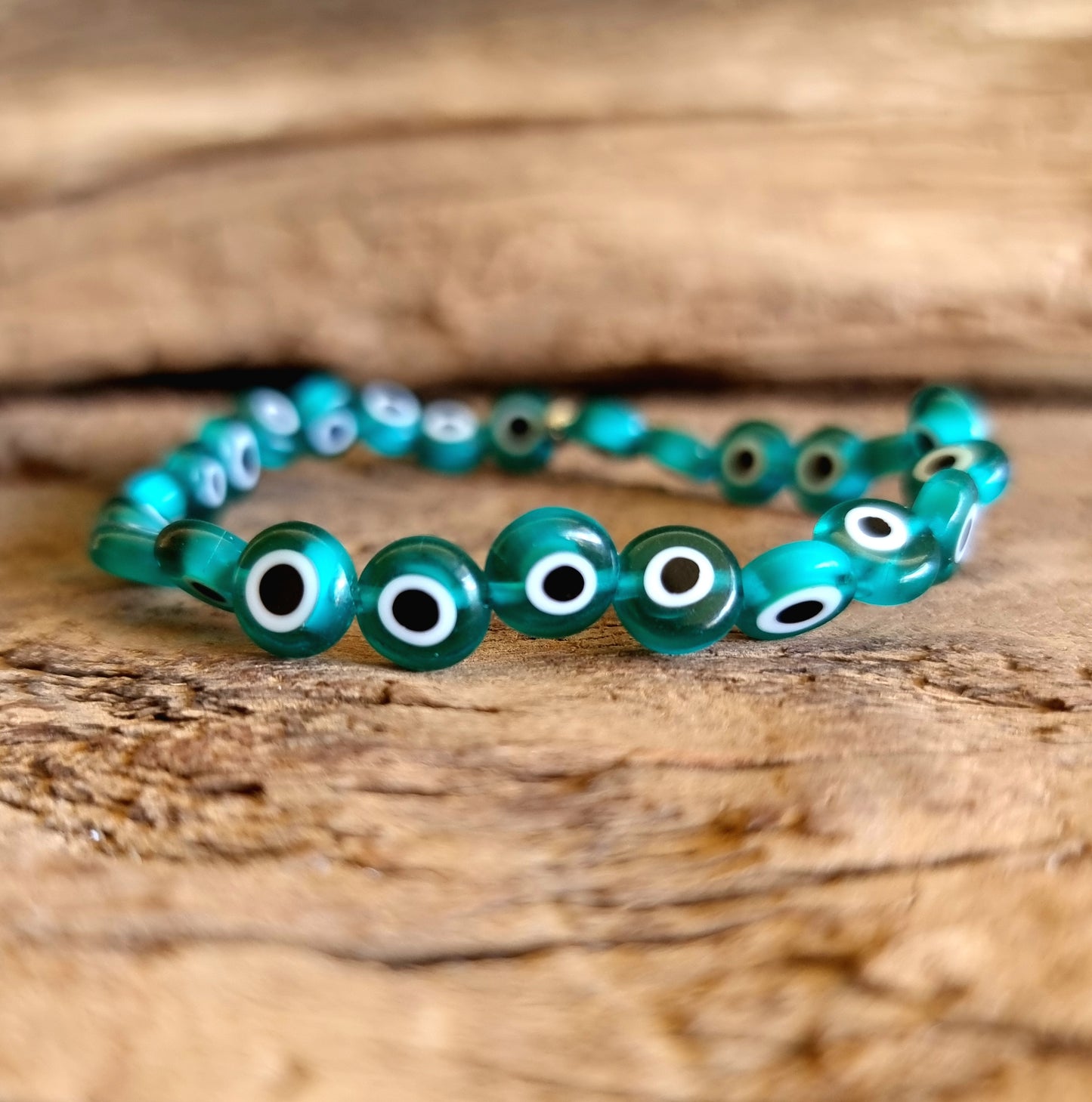 TURQUOISE EVIL EYE NUGGET BRACELET 6 mm - PROTECTION AGAINST JEALOUSY