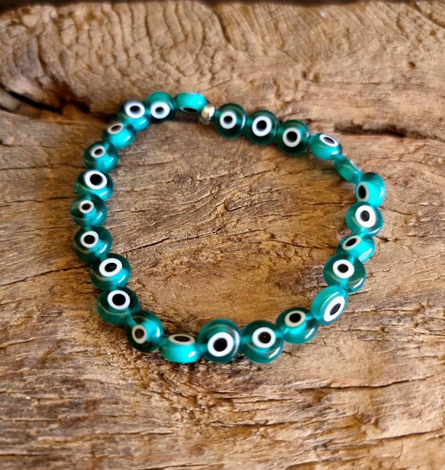 TURQUOISE EVIL EYE NUGGET BRACELET 6 mm - PROTECTION AGAINST JEALOUSY