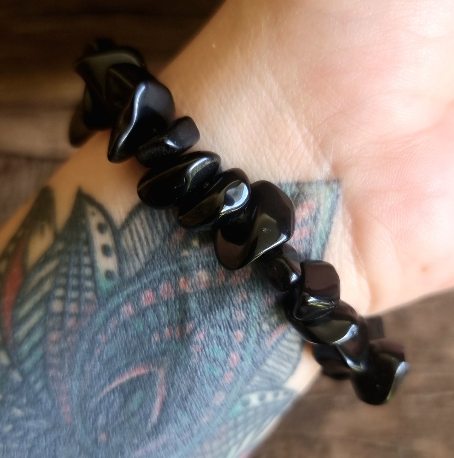 BLACK AGATE CHIPPED BRACELET - PROTECTION