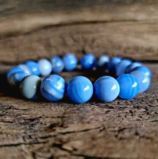 BLUE LACE AGATE ENERGY BRACELET 10 mm - COMMUNICATION