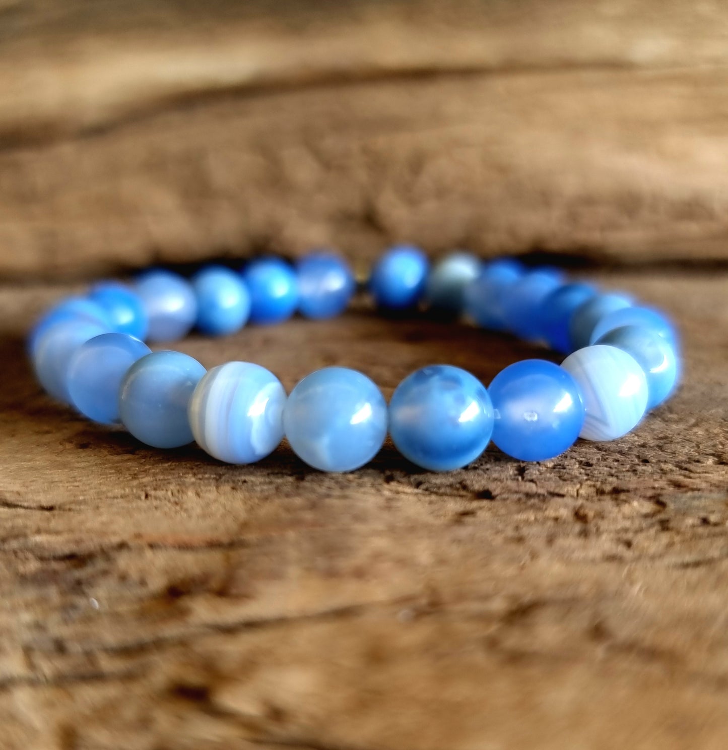 BLUE LACE AGATE ENERGY BRACELET 8 mm - COMMUNICATION