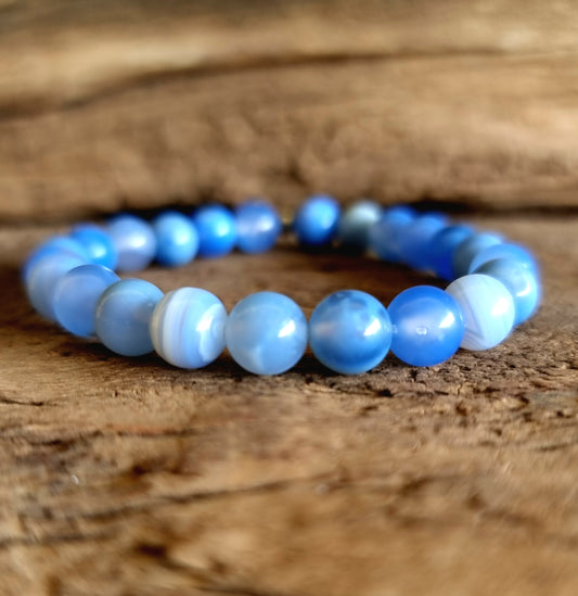 BLUE LACE AGATE ENERGY BRACELET 8 mm - COMMUNICATION