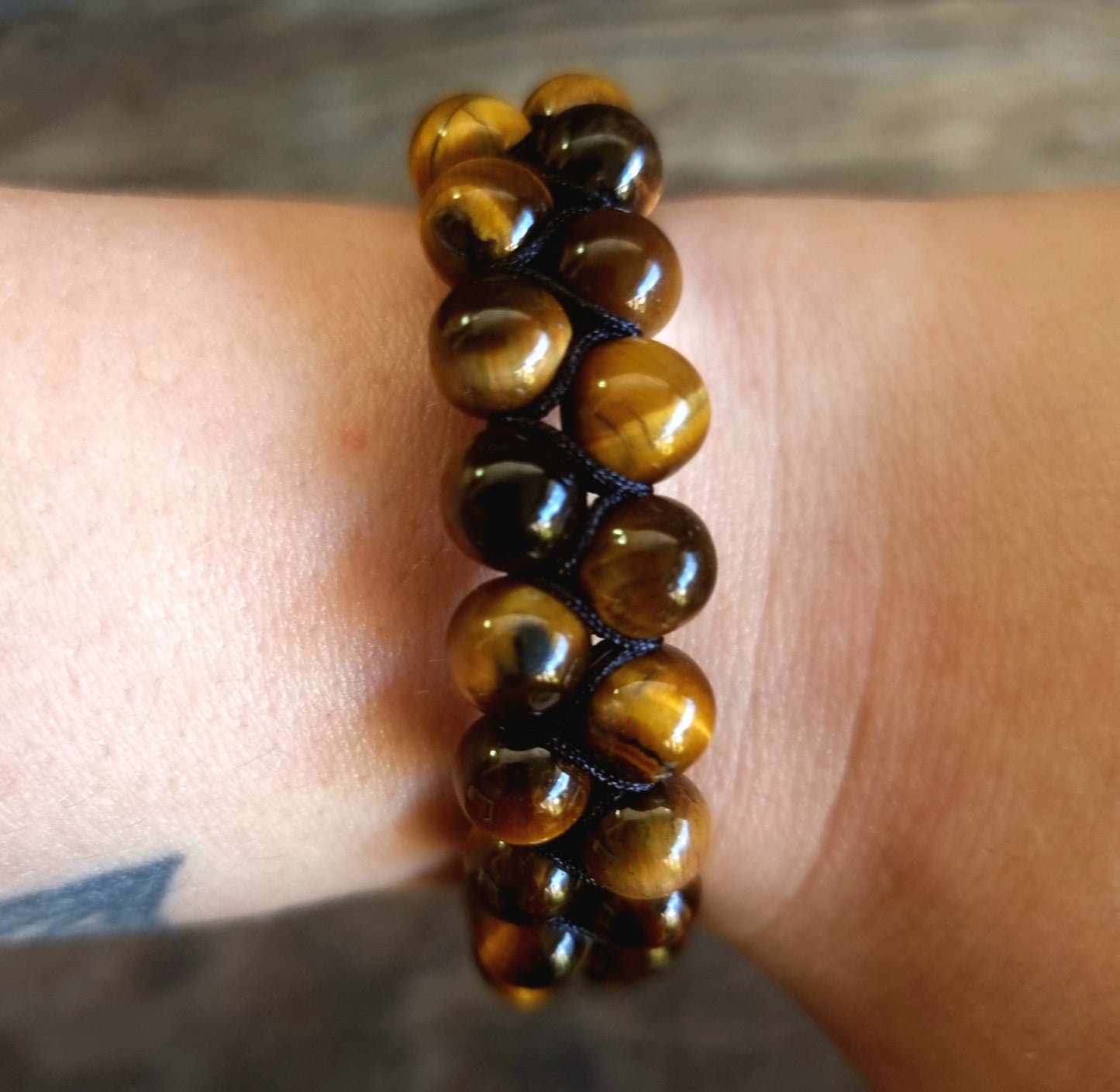 TIGER EYE DOUBLE ROW ENERGY BRACELET 8 mm - PROTECTION & COURAGE