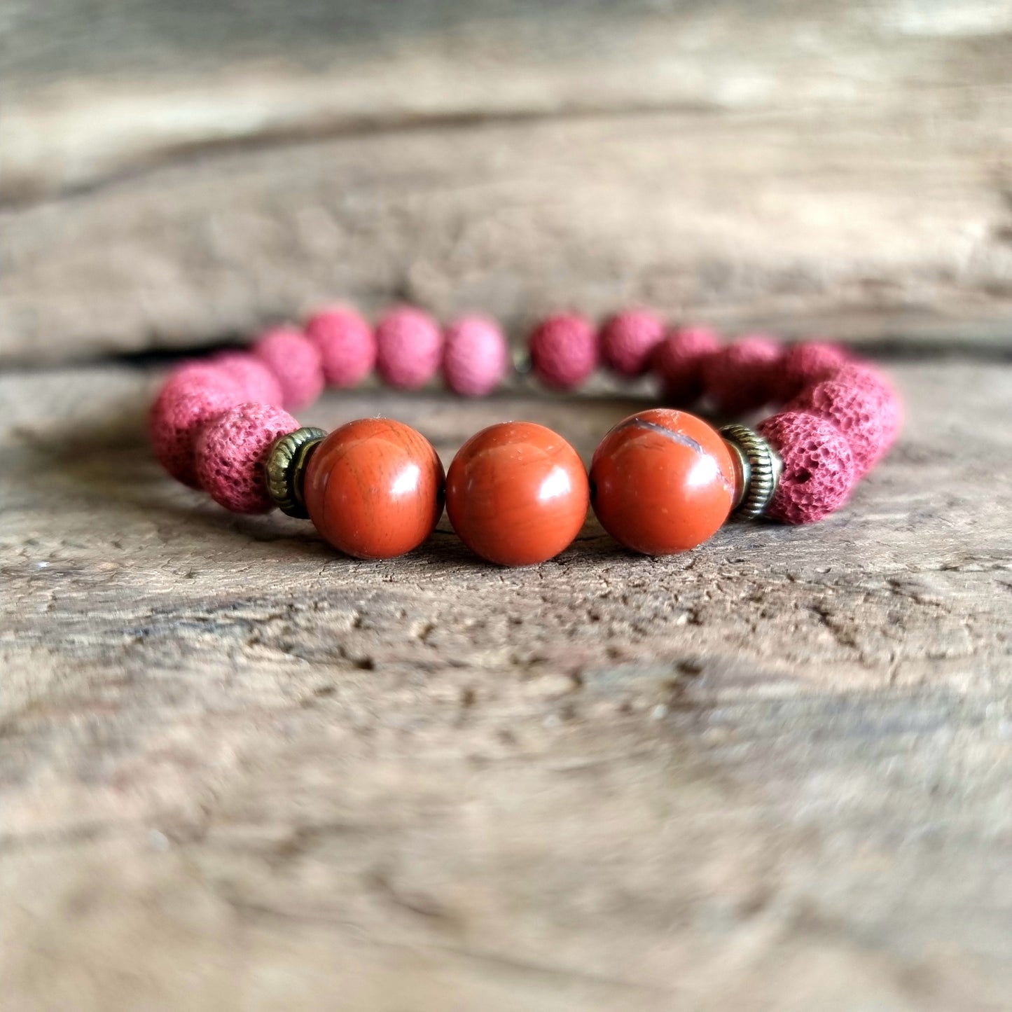 LAVA STONE & RED JASPER ESSENTIAL OIL DIFFUSER BRACELET - GROUNDING