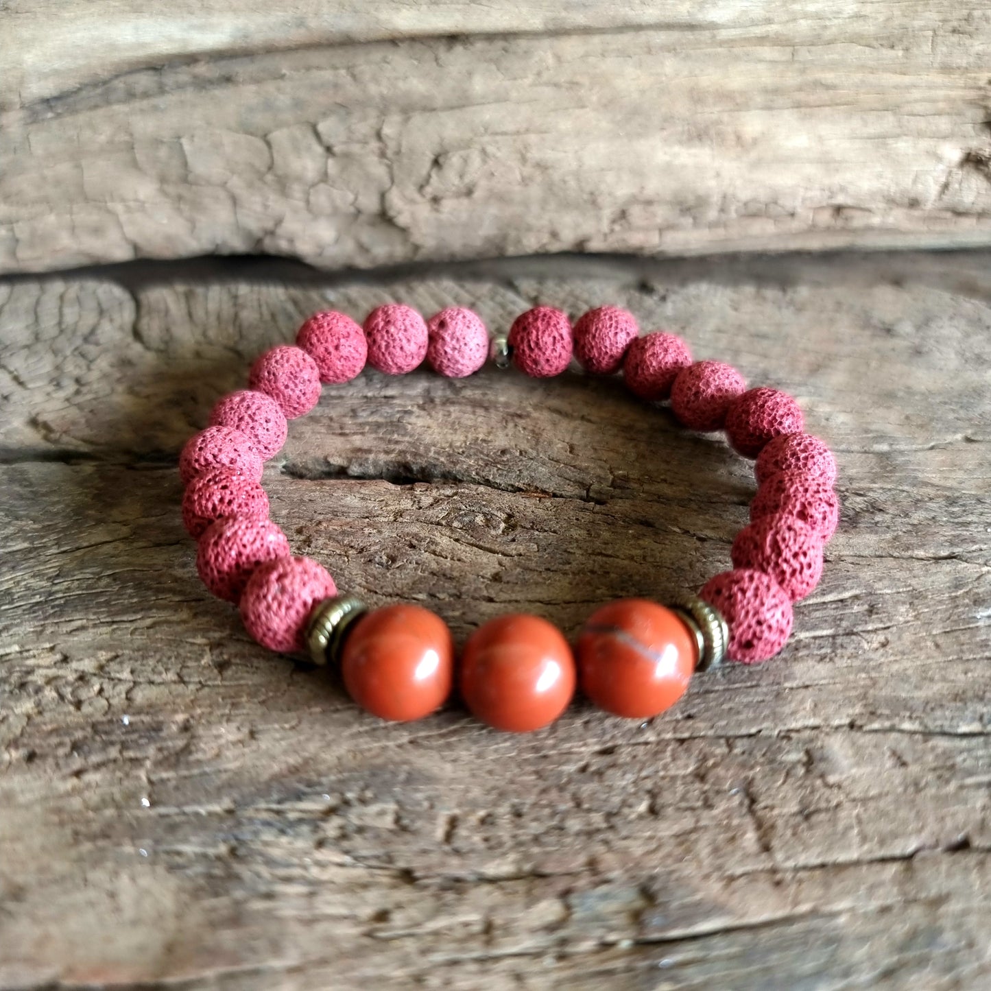 LAVA STONE & RED JASPER ESSENTIAL OIL DIFFUSER BRACELET - GROUNDING