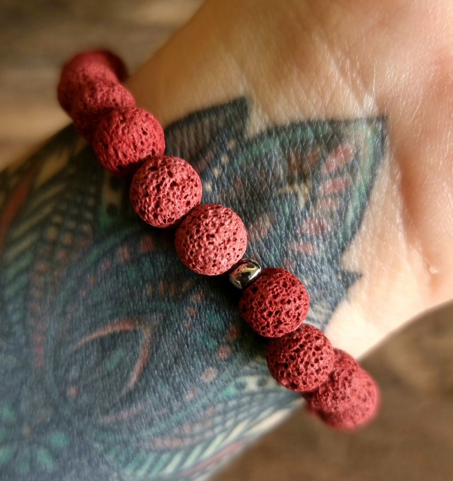 LAVA STONE & RED JASPER ESSENTIAL OIL DIFFUSER BRACELET - GROUNDING