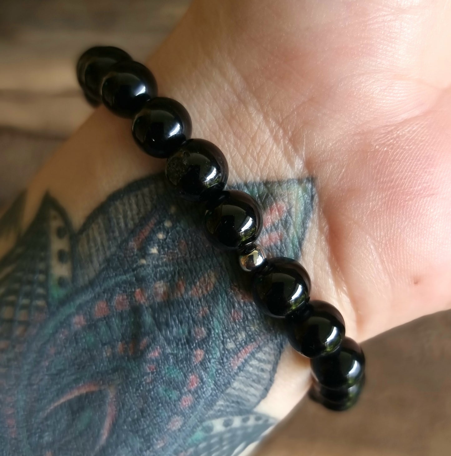 BLACK AGATE 7 CHAKRA BALANCING BRACELET - CHAKRA ALIGNMENT