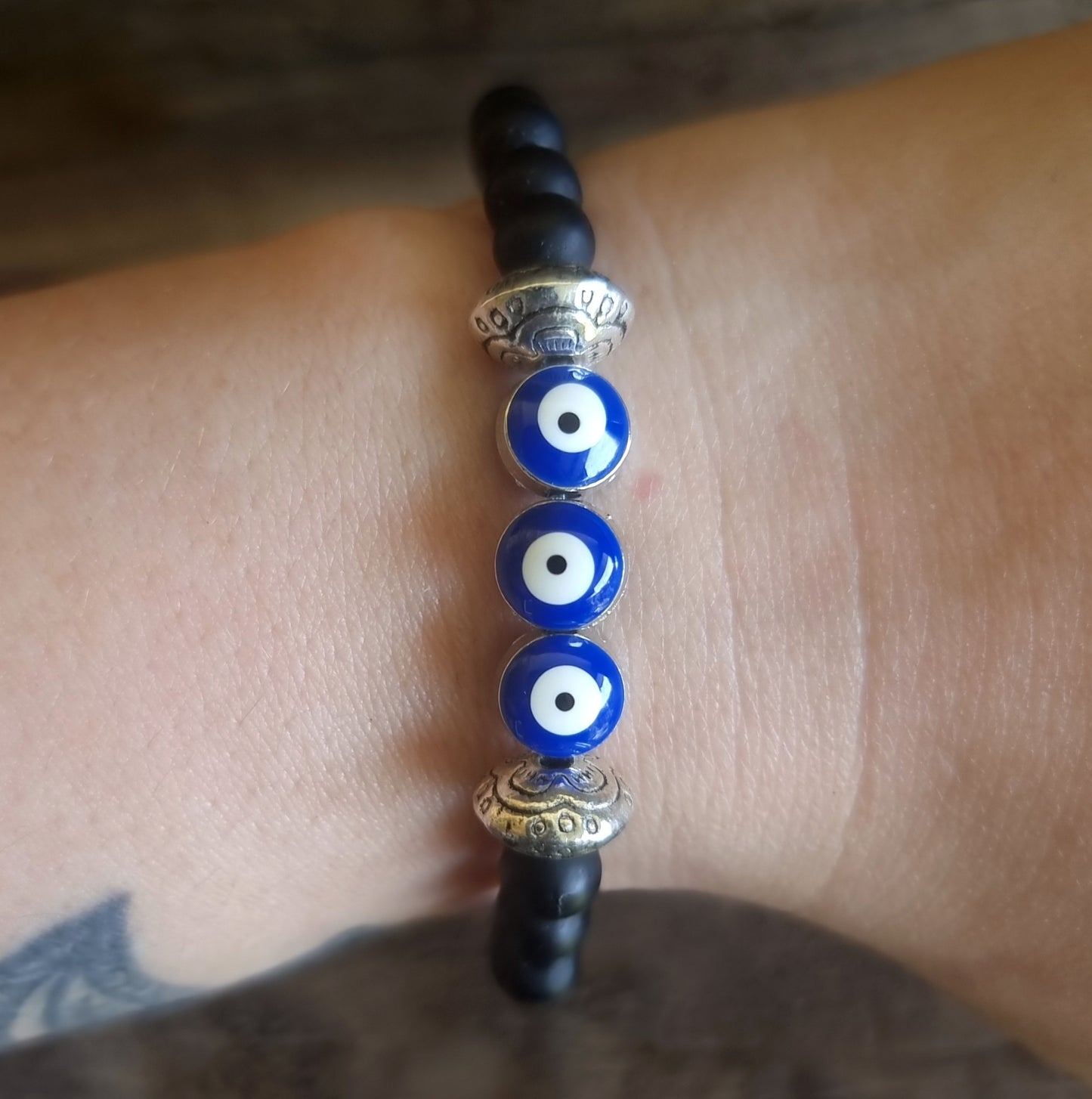 BLACK ONYX EVIL EYE PROTECTION BRACELET 6 mm - PROTECTION AGAINST JEALOUSY