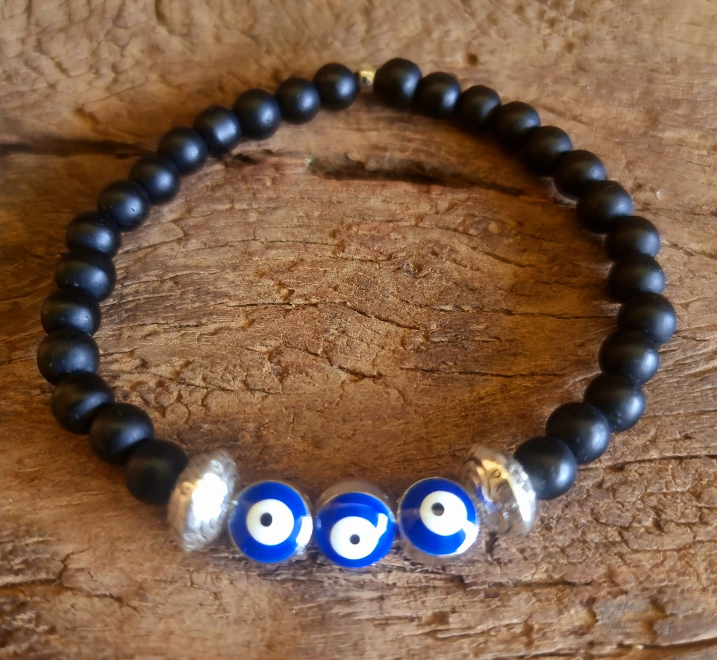 BLACK ONYX EVIL EYE PROTECTION BRACELET 6 mm - PROTECTION AGAINST JEALOUSY