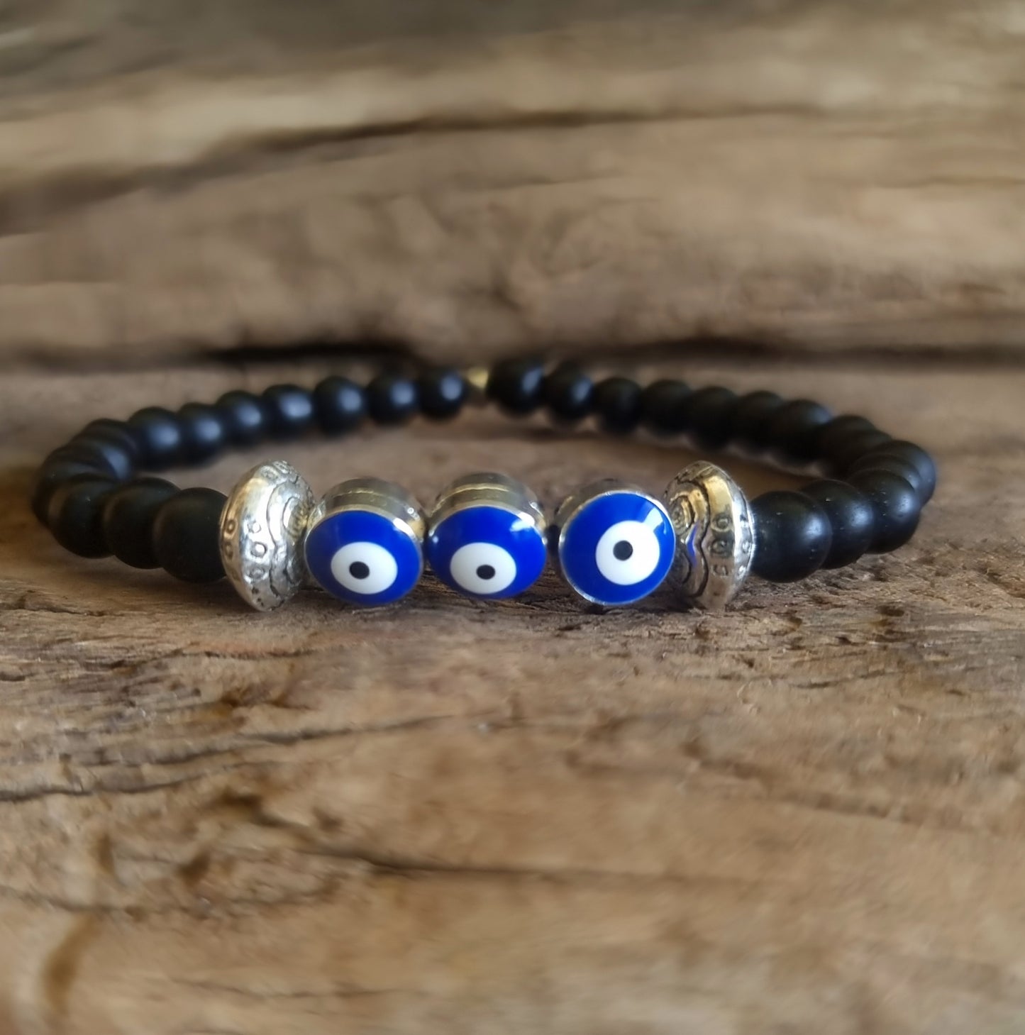 BLACK ONYX EVIL EYE PROTECTION BRACELET 6 mm - PROTECTION AGAINST JEALOUSY