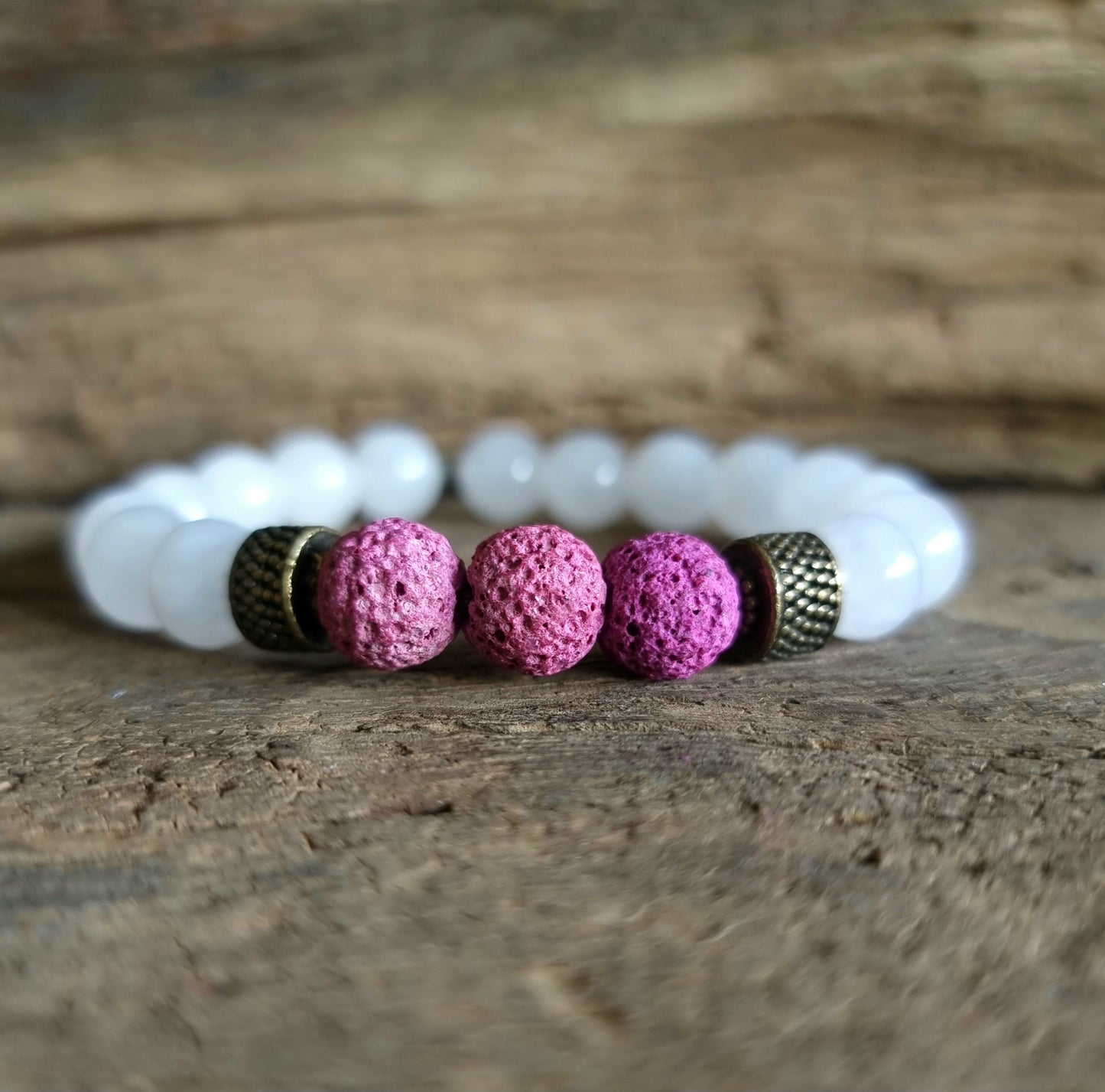 ROSE QUARTZ DIFFUSER ENERGY BRACELET 10 mm - LOVE