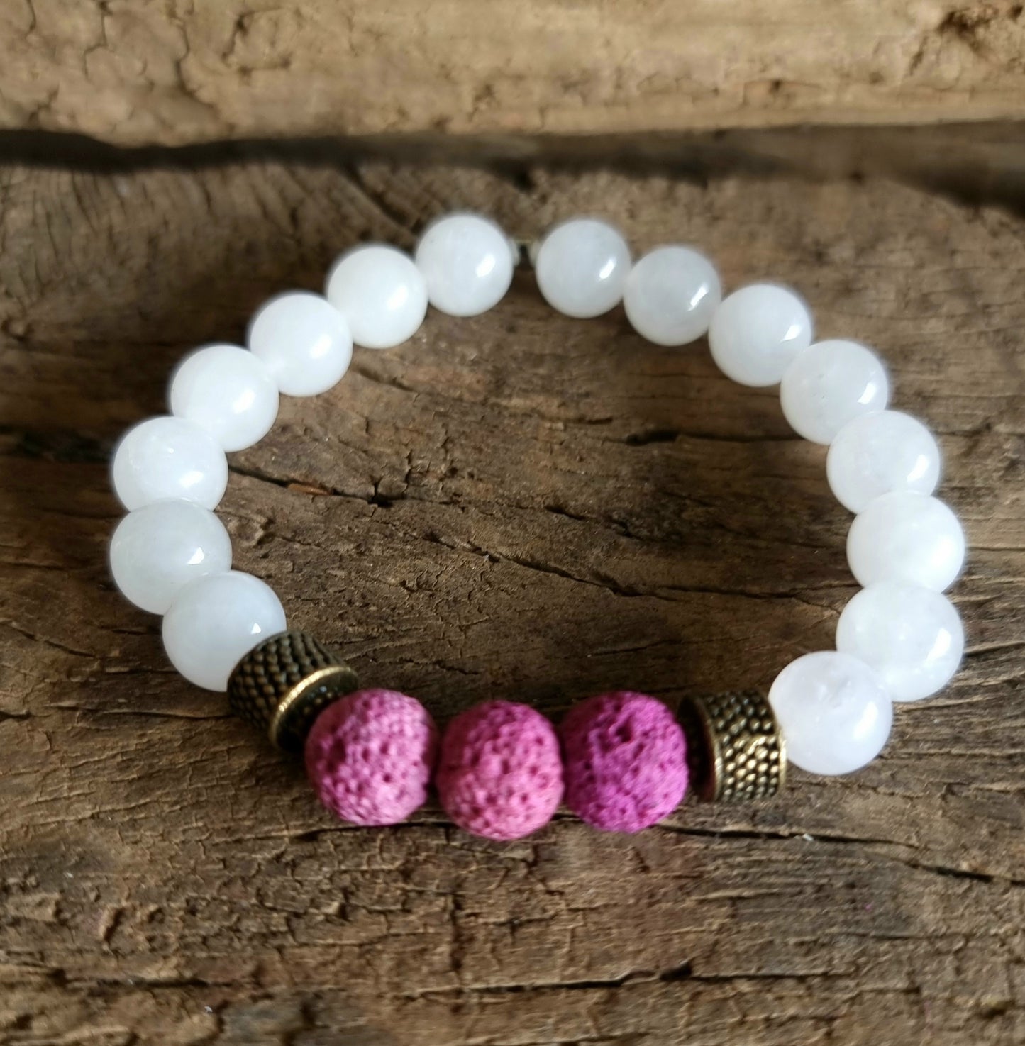 ROSE QUARTZ DIFFUSER ENERGY BRACELET 10 mm - LOVE