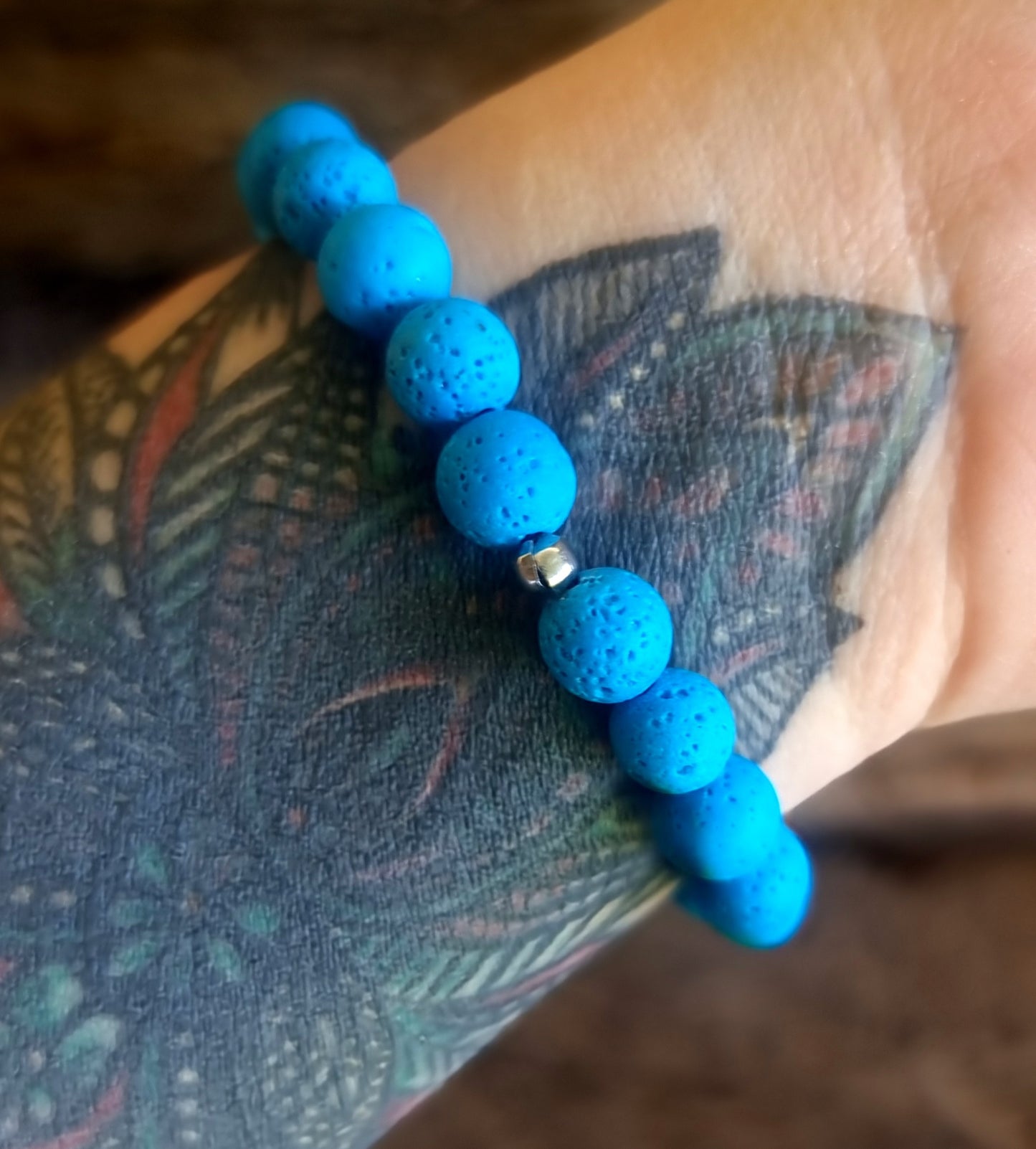 BLUE LAVA STONE EVIL EYE DIFFUSER BRACELET 8 mm - PROTECTION AGAINST JEALOUSY