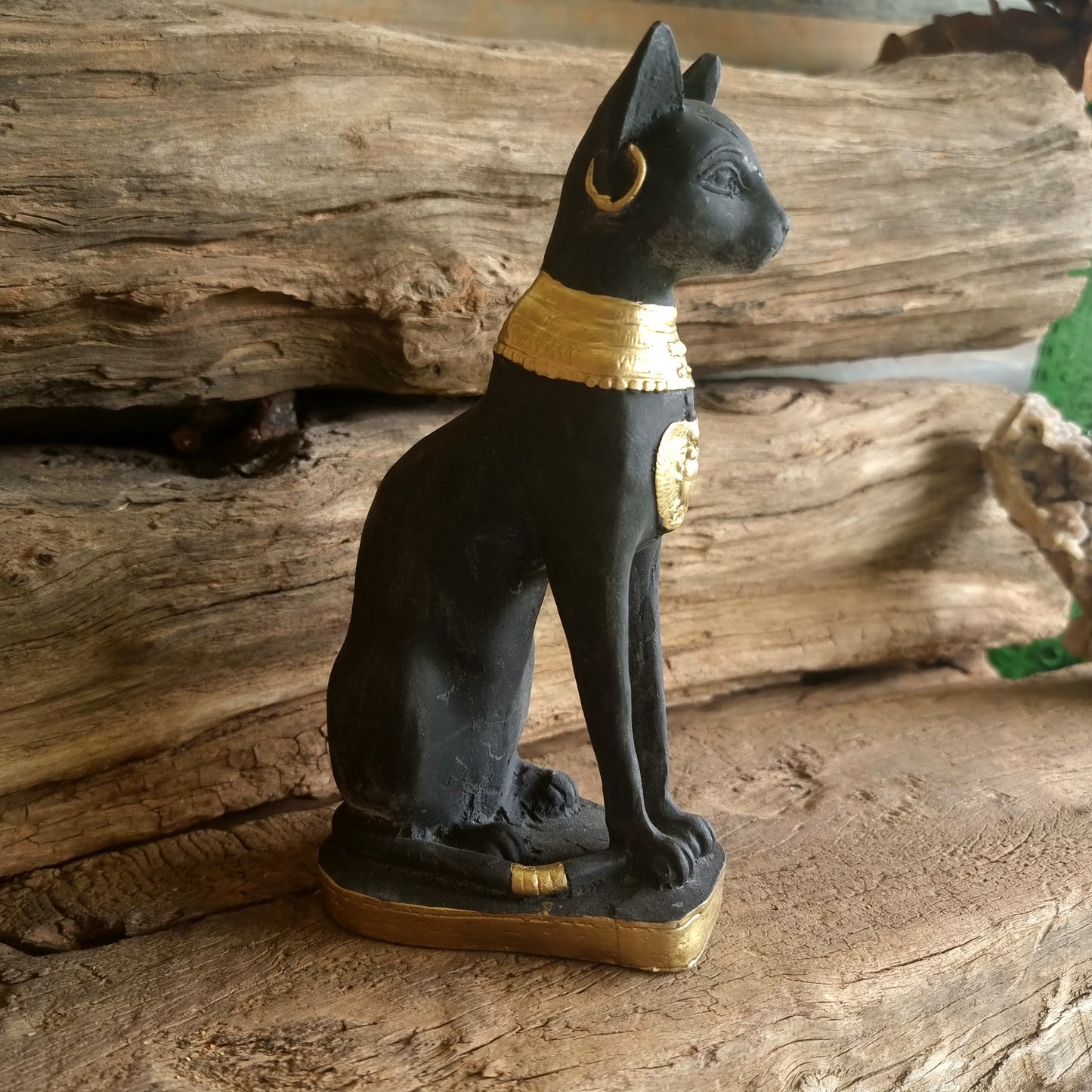 BASTET WITH GOLD TRIM STATUE