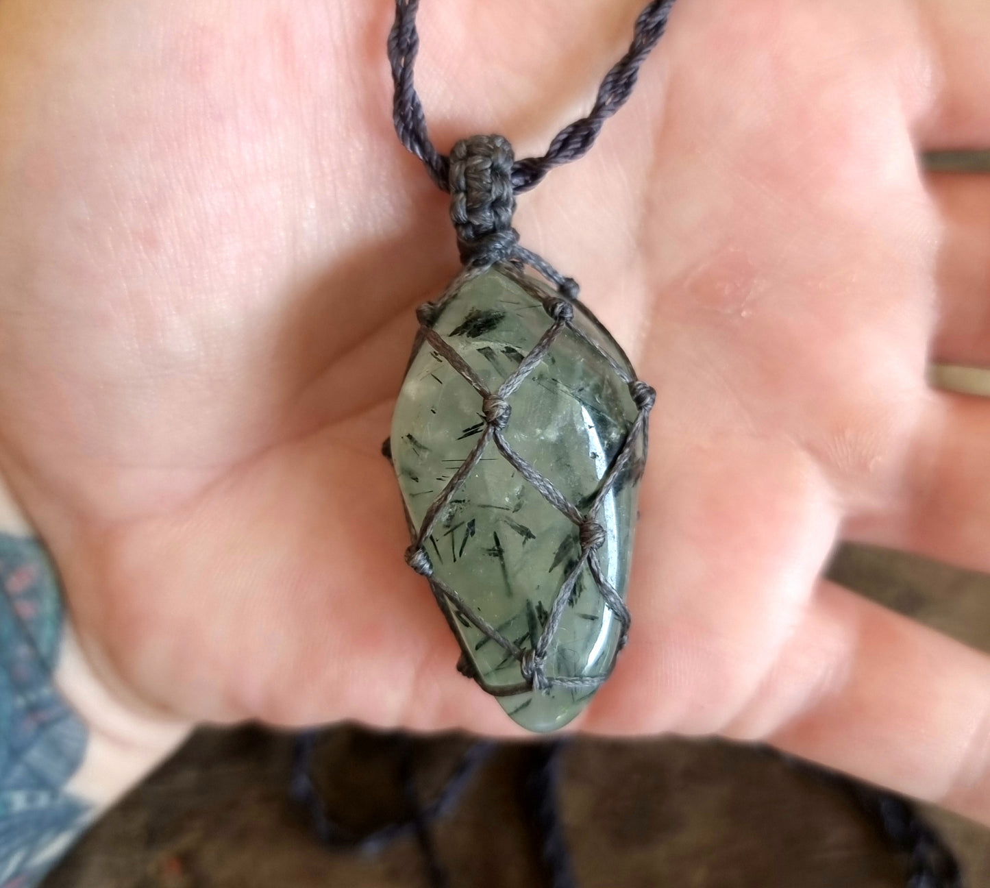 PREHNITE MACRAME NECKLACE - HEAL THE HEALER