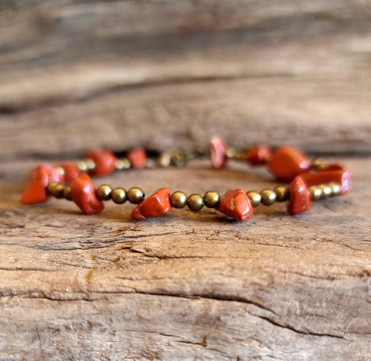 RED JASPER ANKLE CHAIN - GROUNDING & COMFORT