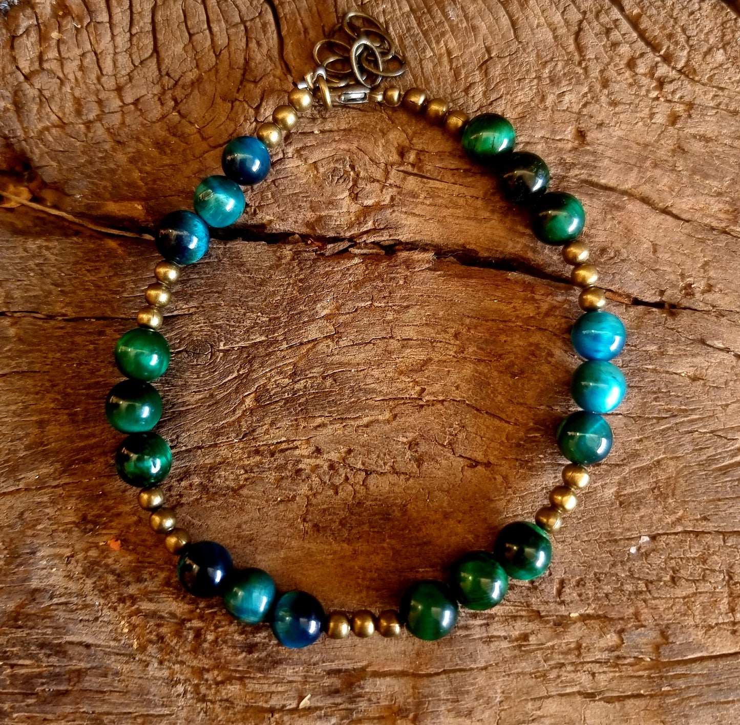 GREEN & BLUE TIGER EYE ANKLE CHAIN - PROTECTION
