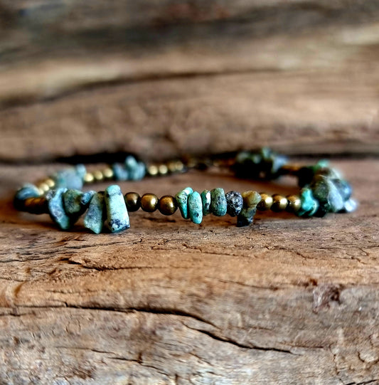 AFRICAN TURQUISE JASPER ANKLE BRACELET - THIRD EYE STONE