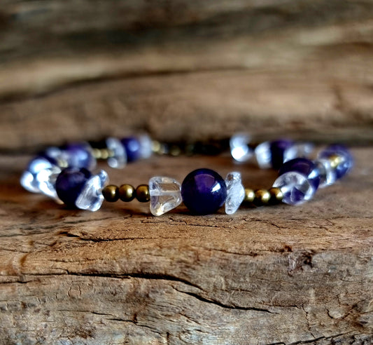 AMETHYST & CLEAR QUARTZ ANKLE CHAIN - PSYCHIC ABILITIES