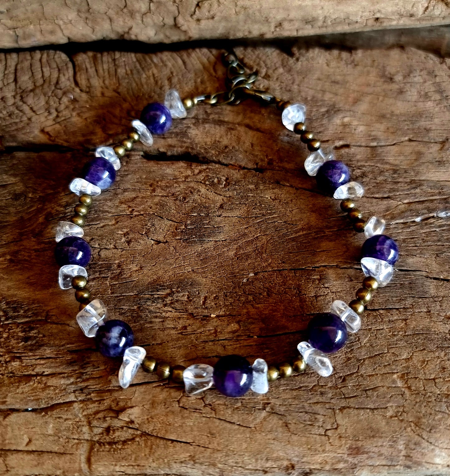 AMETHYST & CLEAR QUARTZ ANKLE CHAIN - PSYCHIC ABILITIES