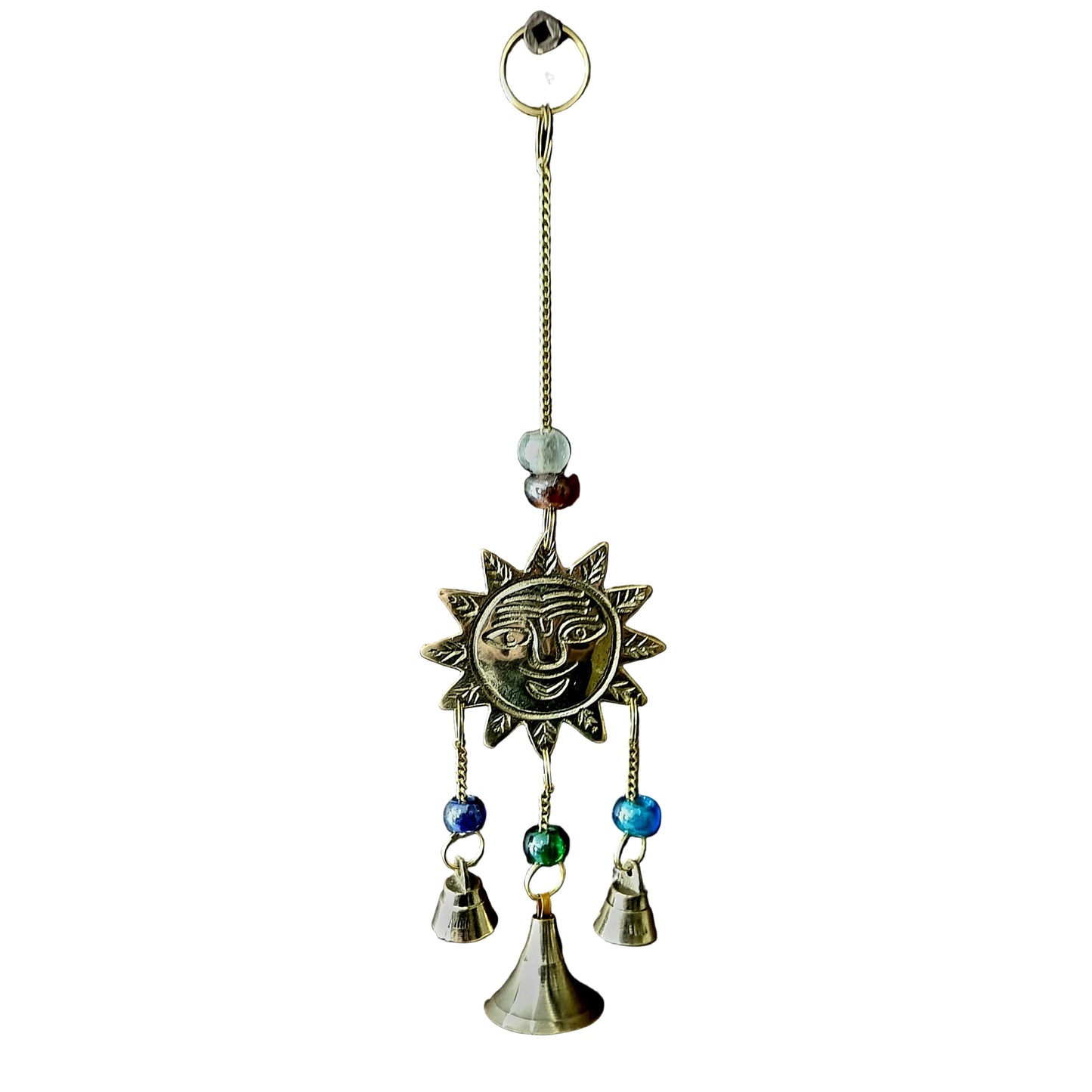 BRASS SUN HANGING WITH BELLS
