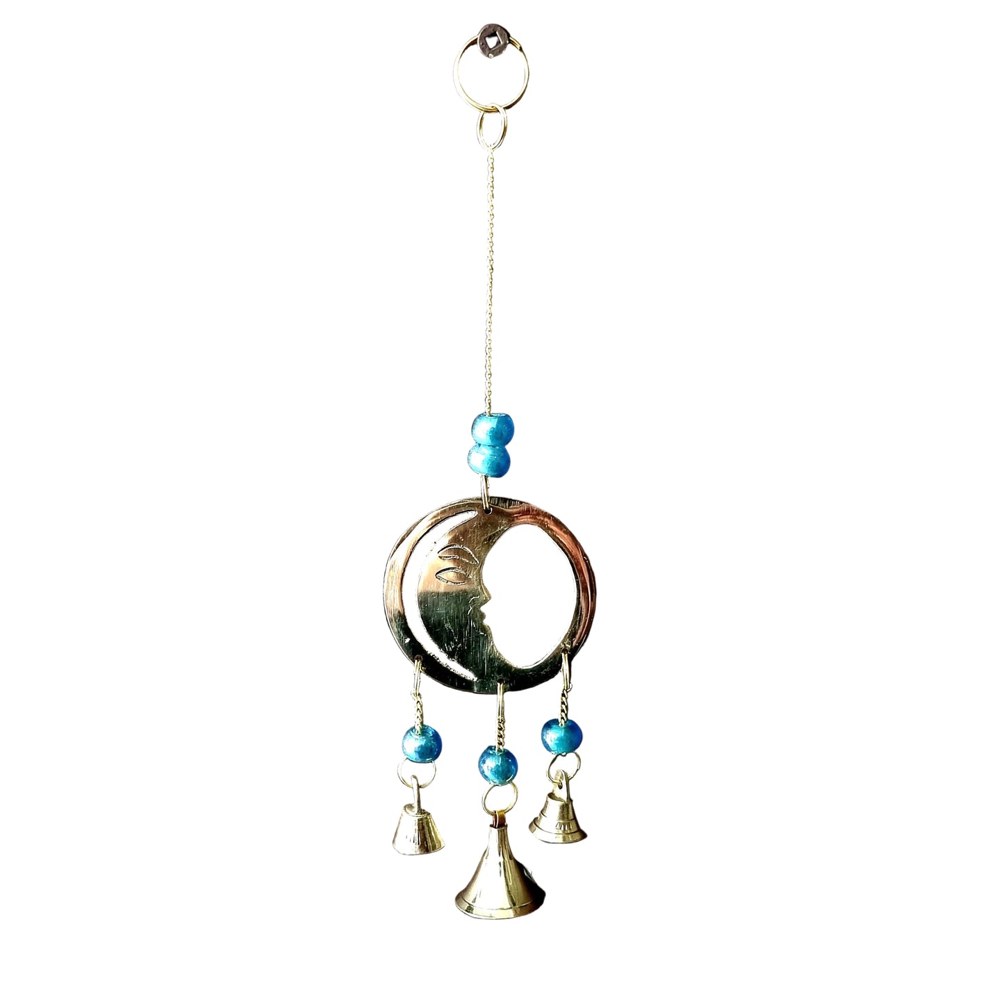 BRASS MOON HANGING WITH BELLS