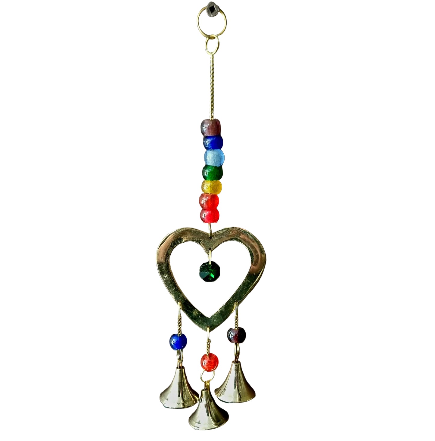 BRASS HEART HANGING WITH BELLS