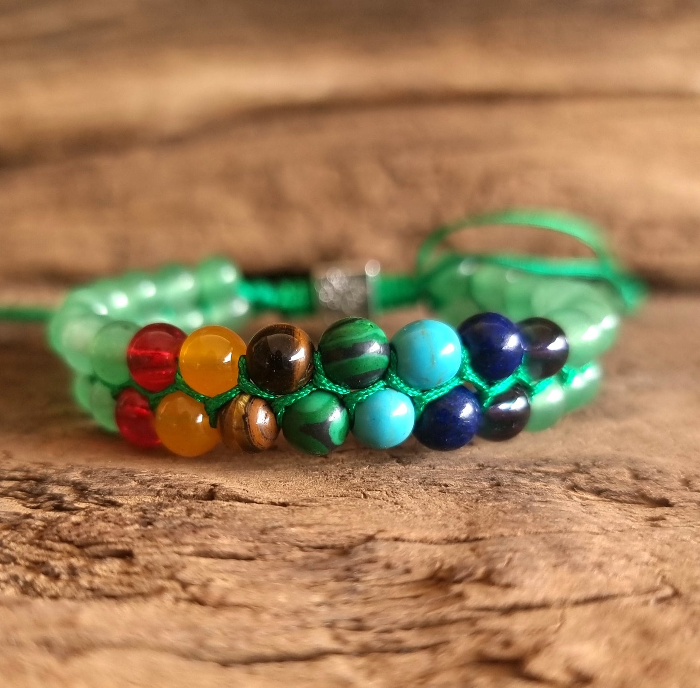 SEVEN CHAKRA GREEN AVENTURINE BALANCING BRACELET - CHAKRA HEALING